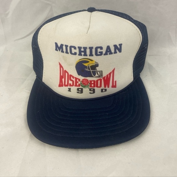 Vintage 1990 USC Michigan Wolverines Rose Bowl Hat  Snapback Cap Mesh Trucker - Picture 11 of 11